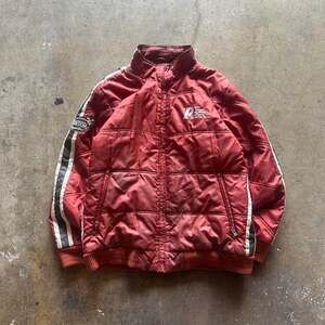 Vintage 90s Y2K Point Zero Red Striped Puffer Jacket, Size L